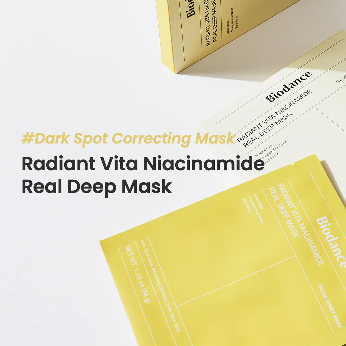 BIODANCE – Radiant Vita Niacinamide Real Deep Mask. Korean skincare sheet mask.