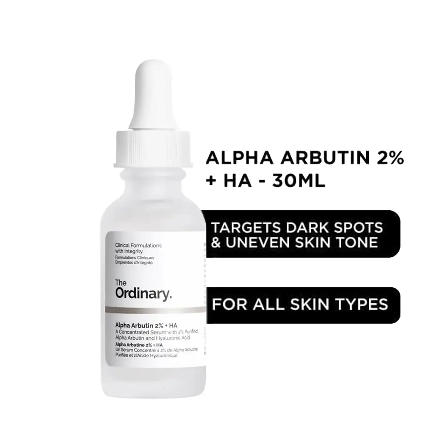 The Ordinary Alpha Arbutin 2% + HA, Serum Base. 30 ml- For Skin Brightening
